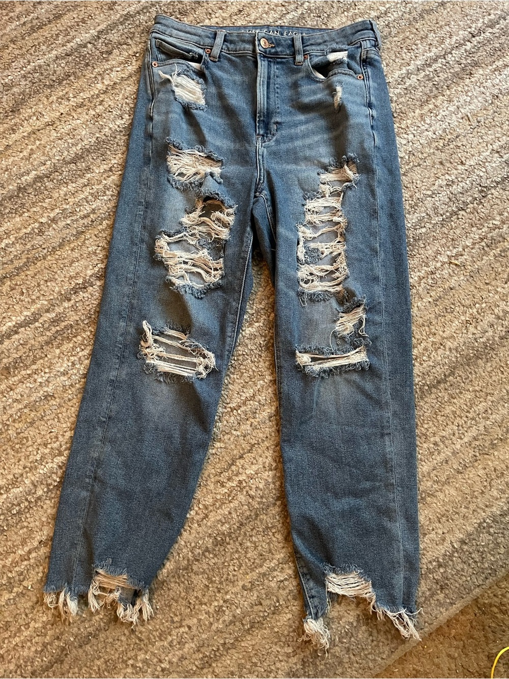 American Eagle Outfitters Distressed Blue Ripped Jeans Size 10 Regular